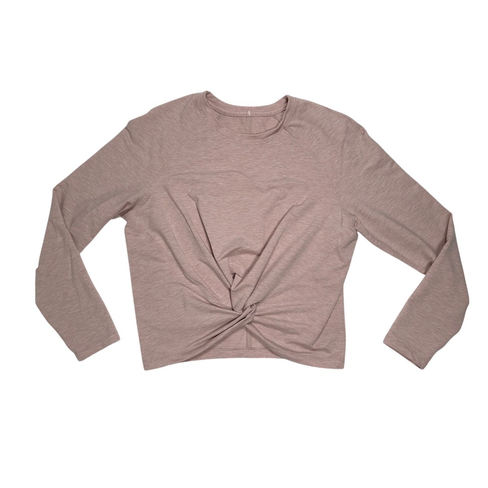 Lululemon Tuck Gather Pullover Womens 8 Pink Coral Twist Front Sweatshirt
